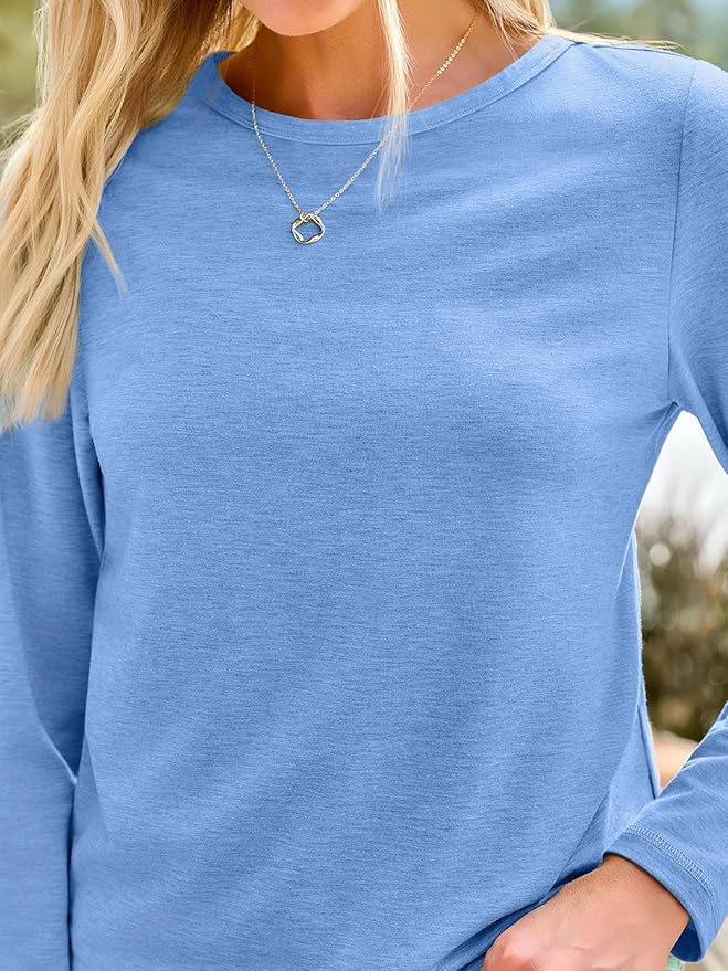 AUTOMET Women‘s Basic Long Sleeve Crewneck, Plus Size Winter & Spring Top, Casual Fall Tee for Teacher & Everyday Outfits