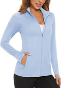 MAGCOMSEN Women's UPF 50+ Lightweight Athletic Jacket Sun Protection Full Zip Long Sleeve Shirts Hiking Outdoor Pockets