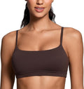 CRZ YOGA Butterluxe Adjustable Spaghetti Strap Sports Bras for Women - Scoop Neck Wireless Padded Yoga Workout Crop Top