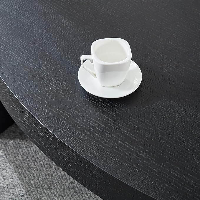 42.24” Modern Oval Coffee Table, MDF Center Table, Conference Table, Minimalist Accent Dinning Coffee Table for Living Room, Apartment,Office,Courtyard,No Assembly.(Black)