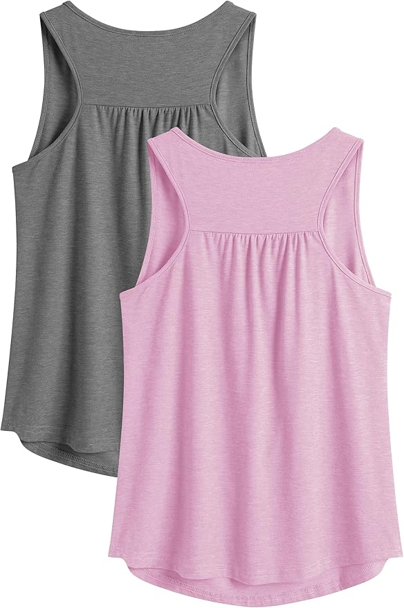 PINSPARK Workout Tops for Women Racerback Tank Tops Sleeveless Athletic Running Shirts Lightweight Yoga Gym Tank,2 Pack S-3XL