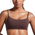 CRZ YOGA Butterbreeze Scoop Neck Sports Bras for Women - Spaghetti Straps Wireless Workout Padded Gym Cami Top