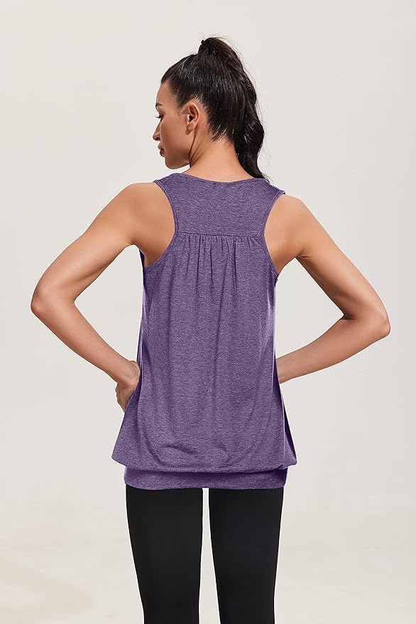 Beyove 3 Pack Banded Bottom Workout Tops for Women Tummy Flattering Yoga Tank Tops Plus Size Racerback Athletic Gym Shirts