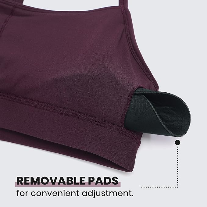 CRZ YOGA Butterluxe Y Back Sports Bras for Women - Padded Racerback Low Impact Spaghetti Thin Strap Workout Yoga Top