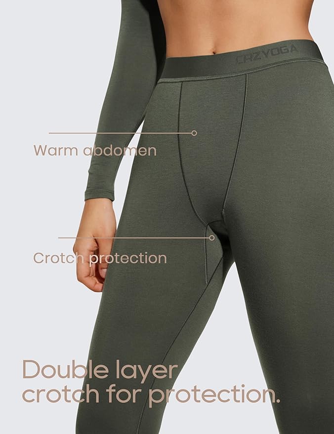 CRZ YOGA Soft Thermal Underwear Sets for Women Lightweight Long Johns Base Layer Pajamas Warm Top Bottom