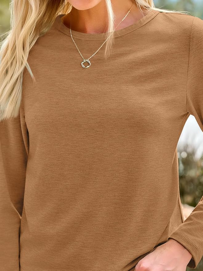 AUTOMET Women‘s Basic Long Sleeve Crewneck, Plus Size Winter & Spring Top, Casual Fall Tee for Teacher & Everyday Outfits