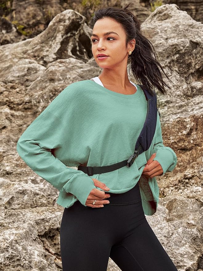Panadila Womens Open Back Workout Top Long Sleeve Athletic Shirts Casual Crop Running Tee Y2k Yoga