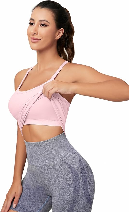 MathCat Workout Tank Tops for Women with Built in Bra, Sleeveless Gym Tops Seamless Racerback Athletic Yoga Shirts