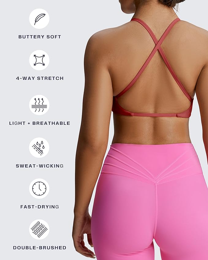 Aoxjox Women's Workout Sports Bras Fitness Metamorph Sienna Twist Bra Yoga Crop Tank