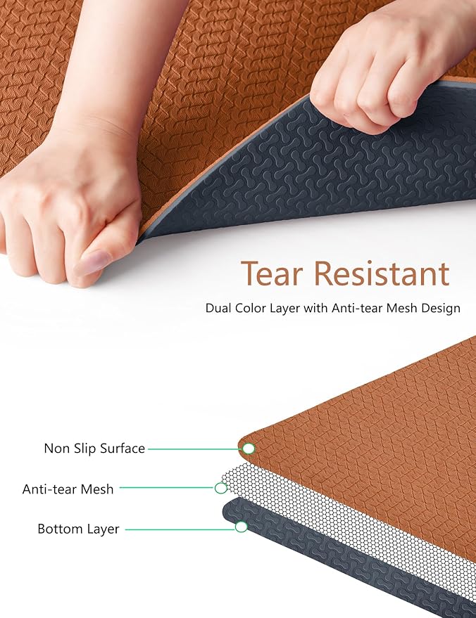 IUGA Yoga Mat Thick Non Slip Anti-tear Pilates Mat Eco Friendly Hot Yoga Mats for Workout & Exercise(72"x 24"x 6mm)