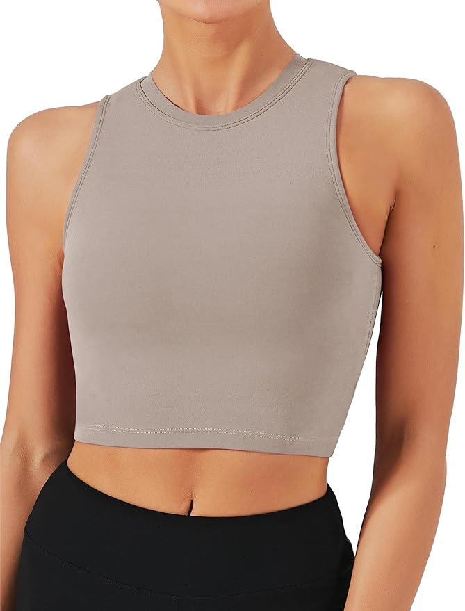 Natural Feelings Nudi Sports Bras for Women Removable Padded Yoga Tank Tops Sleeveless Fitness Workout Crop Tops