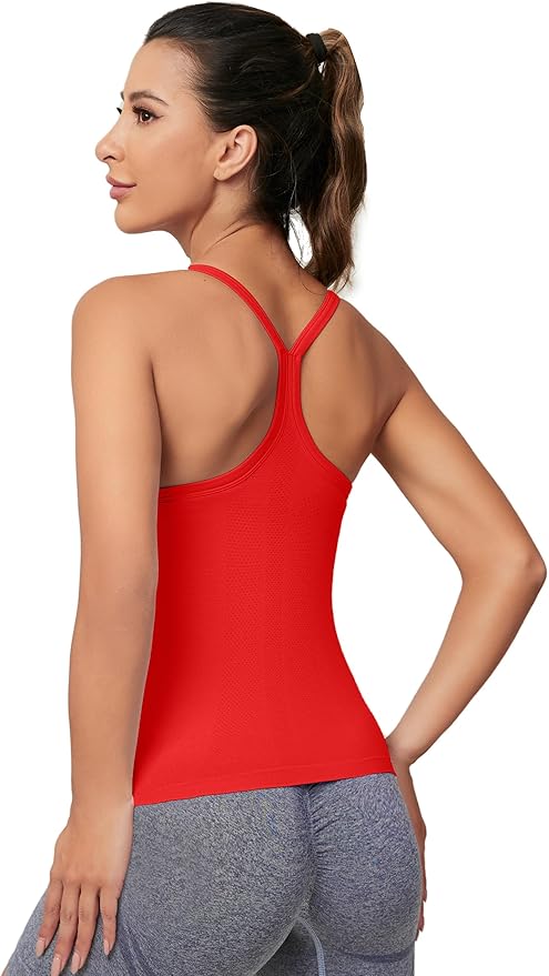 MathCat Workout Tank Tops for Women with Built in Bra, Sleeveless Gym Tops Seamless Racerback Athletic Yoga Shirts