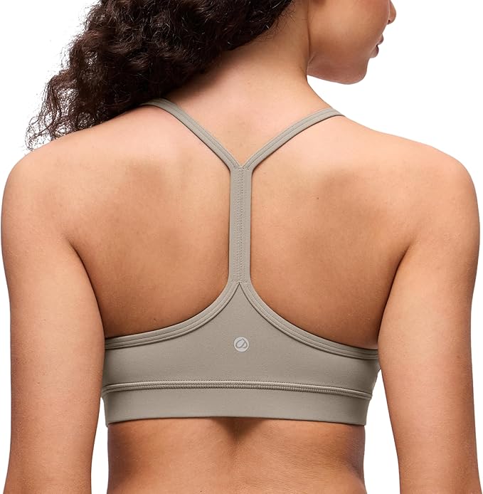 CRZ YOGA Butterluxe Y Back Sports Bras for Women - Padded Racerback Low Impact Spaghetti Thin Strap Workout Yoga Top