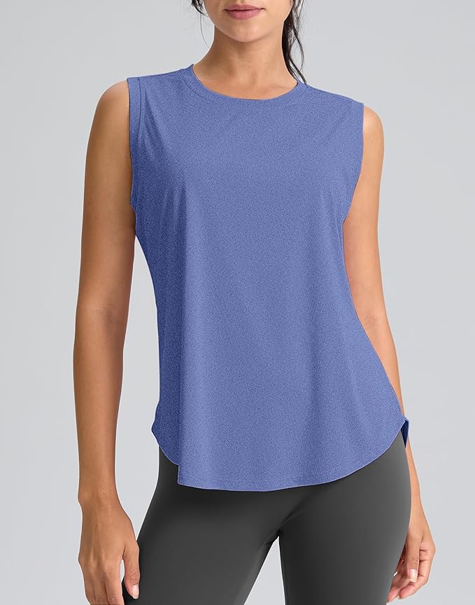 SANTINY Women's Sleeveless Workout Tops Breathable Lightweight Active Tennis Yoga Shirts Athletic Running Tank Tops for Women