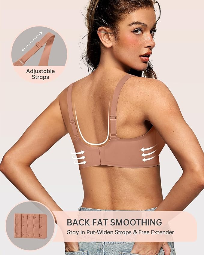 OEAK Womens Deep V Bras Wireless Comfortable Bra Supportive No Underwire Bras Tshirt Push Up Bralettes Plunge Seamless Bra