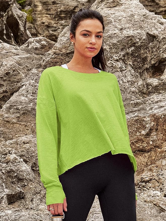 Panadila Womens Open Back Workout Top Long Sleeve Athletic Shirts Casual Crop Running Tee Y2k Yoga