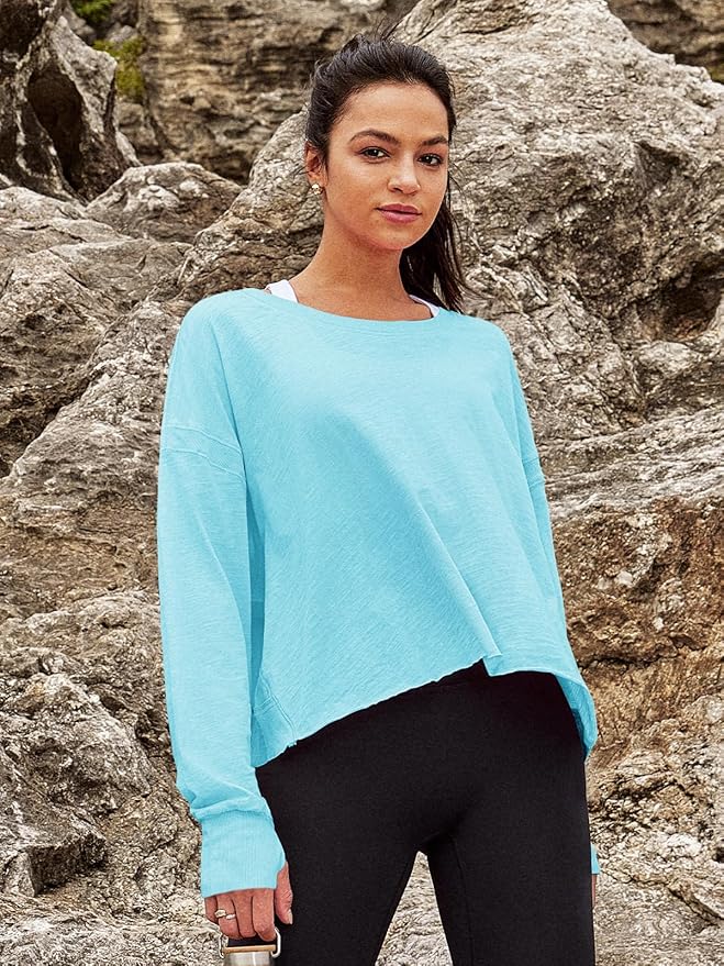 Panadila Womens Open Back Workout Top Long Sleeve Athletic Shirts Casual Crop Running Tee Y2k Yoga