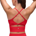 CRZ YOGA Butterluxe Twist Cross Back Crop Tank Tops for Women - Padded Adjustable Straps Yoga Longline Sports Bras