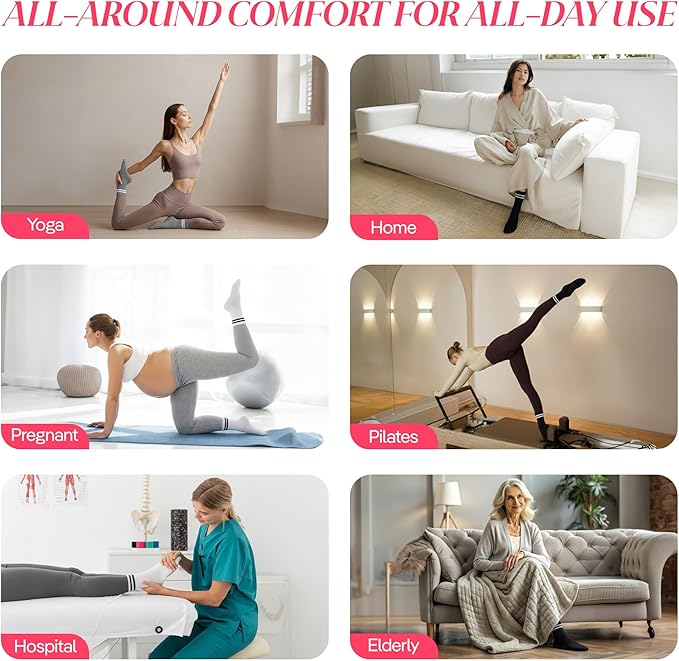 CoolMate Pilates Socks with Grips for Women, Yoga Socks, Crew Non Slip Women for Barre, Pilates Gifts for Women