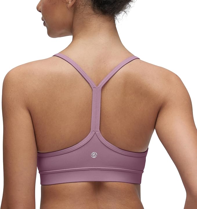 CRZ YOGA Butterluxe Y Back Sports Bras for Women - Padded Racerback Low Impact Spaghetti Thin Strap Workout Yoga Top