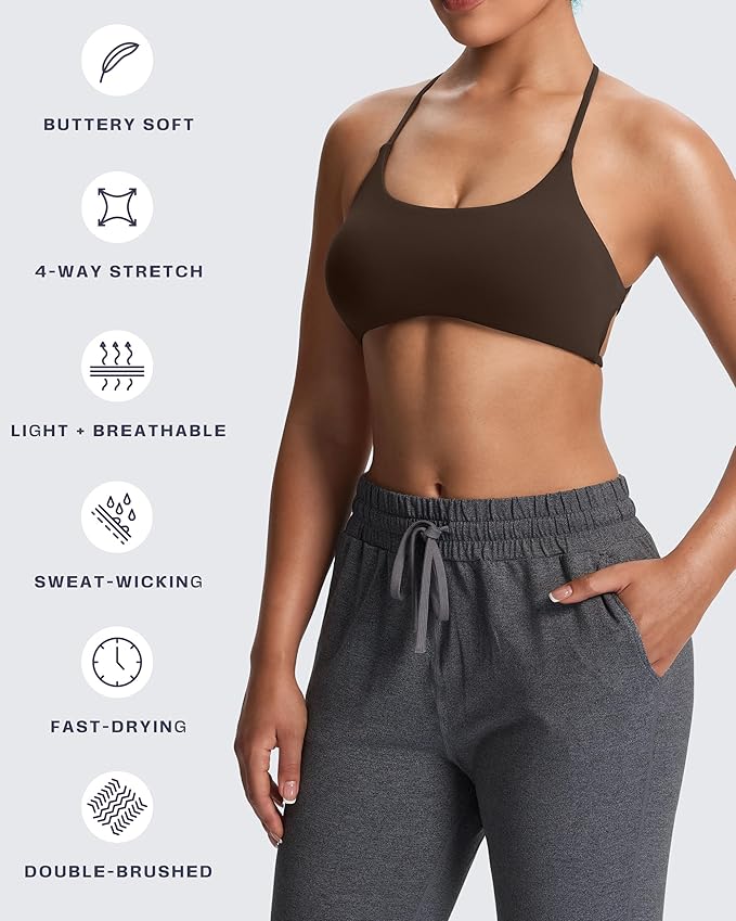 Aoxjox Women's Workout Sports Bras Fitness Trinity Ivy Low Impact Bra Yoga Crop Tank