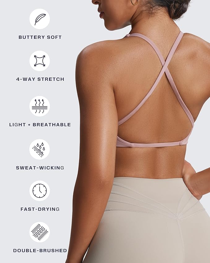Aoxjox Women's Workout Sports Bras Fitness Metamorph Sienna Twist Bra Yoga Crop Tank