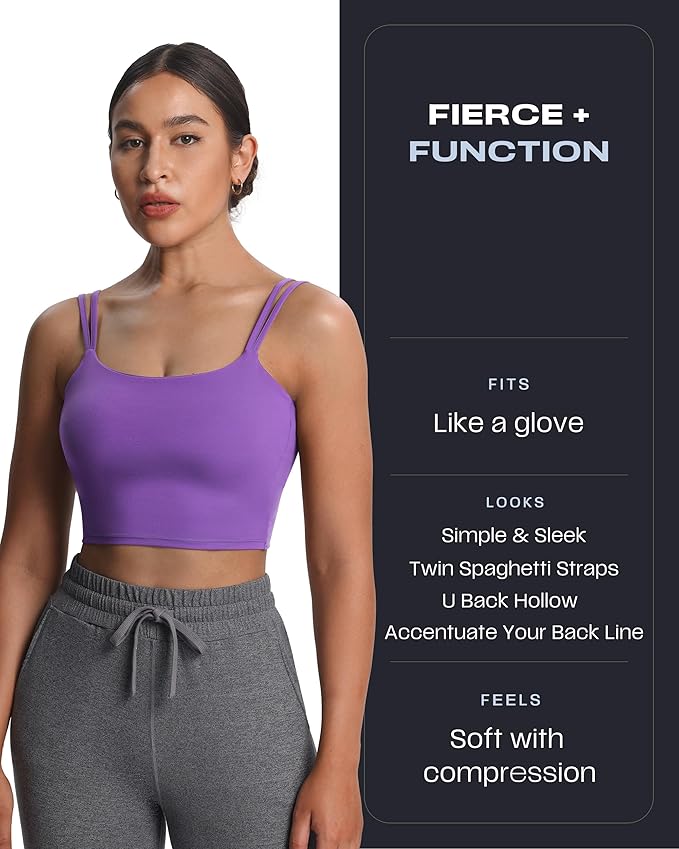 Aoxjox Women's Workout Sports Bras Fitness Yoga Crop Tank Metamorph Twist Back Cami