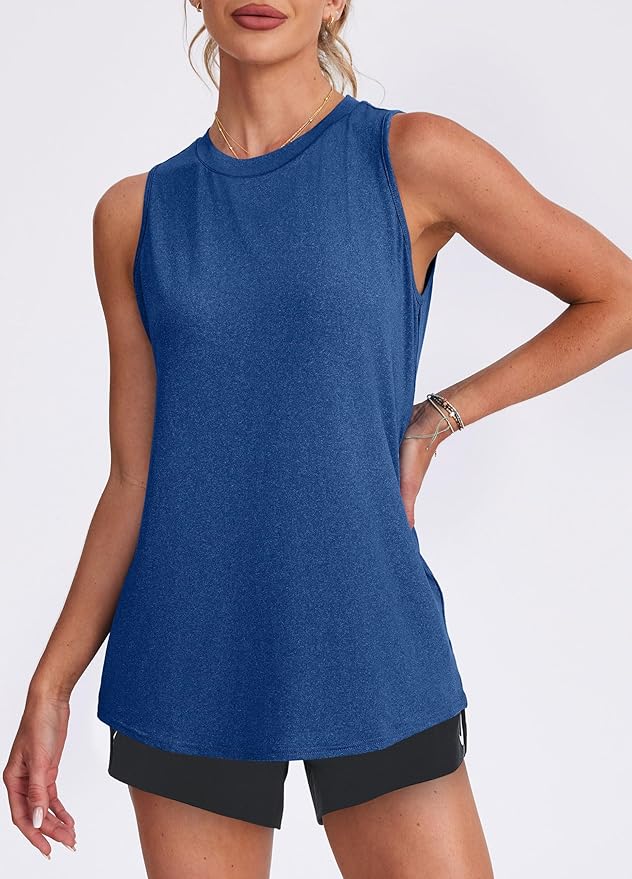 Womens Workout Tank Tops Lightweight Sleeveless Shirts for Women Loose Fit Tops for Athletic Running Tennis Yoga