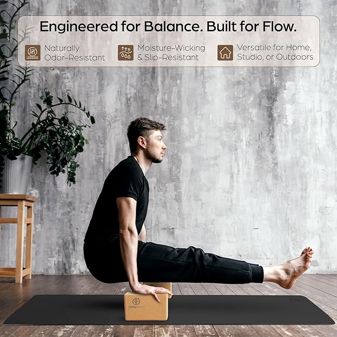 ORW Non Slip Hot Yoga Mat - Grip Surface & Natural Rubber Base, REACH Tested, Home & Studio Practice