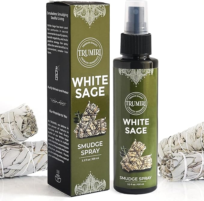 White Sage Spray for Spiritual Cleansing Negative Energy and Protection - Smudge Spray Made with Natural Non Toxic Sage Essential Oil - Salvia Blanca para Limpiar