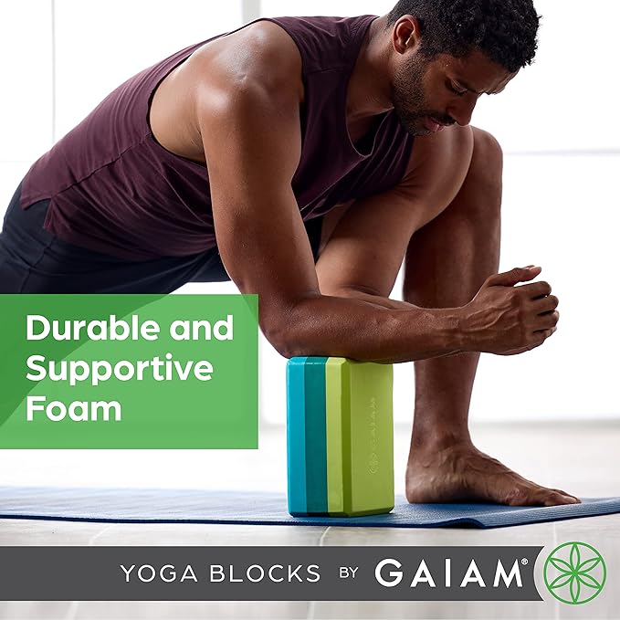 Gaiam Yoga Block - Supportive Latex-Free Eva Foam - Soft Non-Slip Surface with Beveled Edges for Yoga, Pilates, Meditation