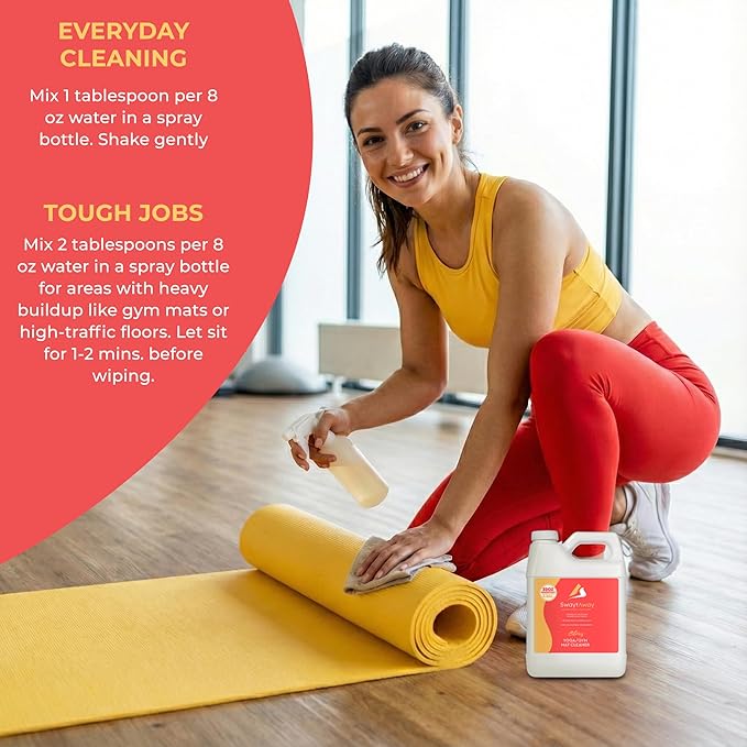 SwaytAway Fitness Mat Cleaner Concentrate – 32oz/Make 4 Gal - No-Slip No-Residue Citrus Essential Oil Formula – USA Made Aromatherapy Yoga Mat Spray for Home & Studio – Natural Cleaning Solution