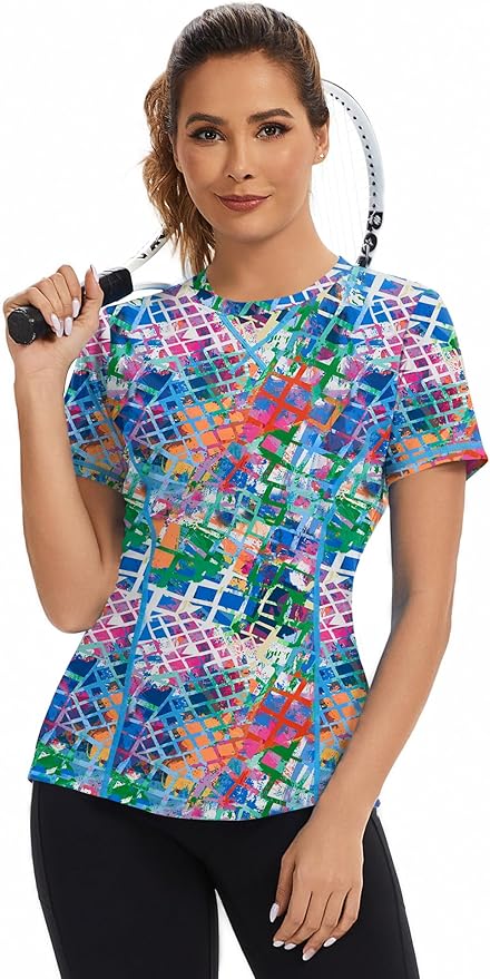 AVOOGUE Women's Short Sleeve Workout Tops Quick Dry Athletic UPF50+ Sun Protection Shirts Gym Hiking Running Yoga Clothes
