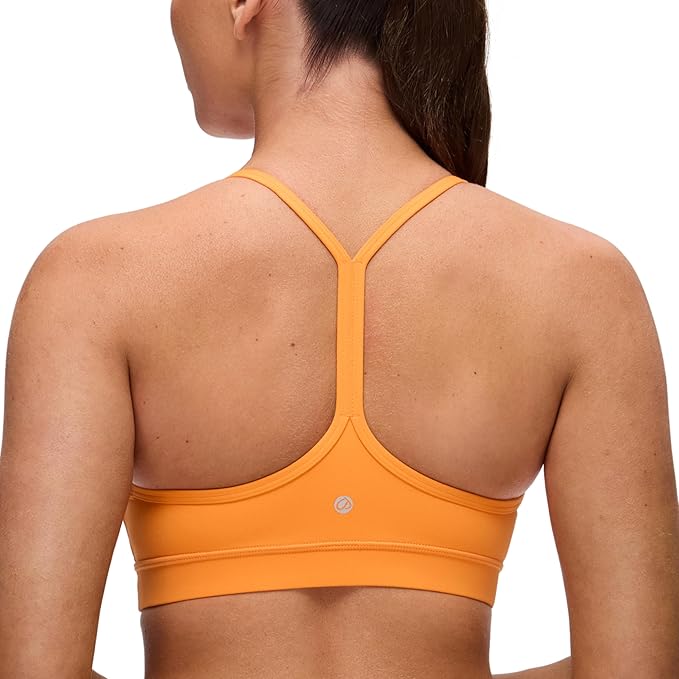 CRZ YOGA Butterluxe Y Back Sports Bras for Women - Padded Racerback Low Impact Spaghetti Thin Strap Workout Yoga Top