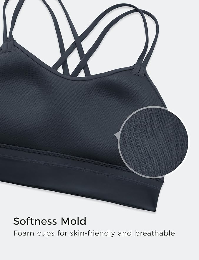 CRZ YOGA Softness Mold Butterluxe Strappy Longline Sports Bras for Women - Double Spaghetti Strap Workout Yoga Crop Top