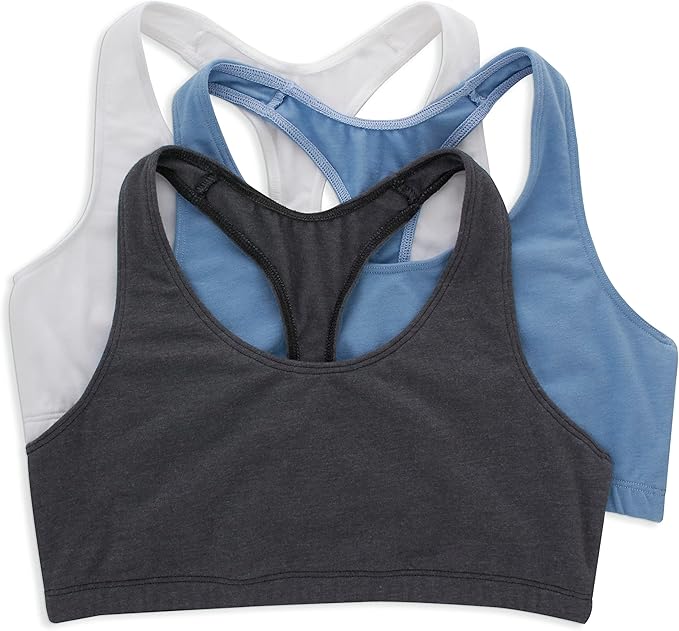Hanes Women's Racerback Cotton T-Back Bralette (3 Pack)