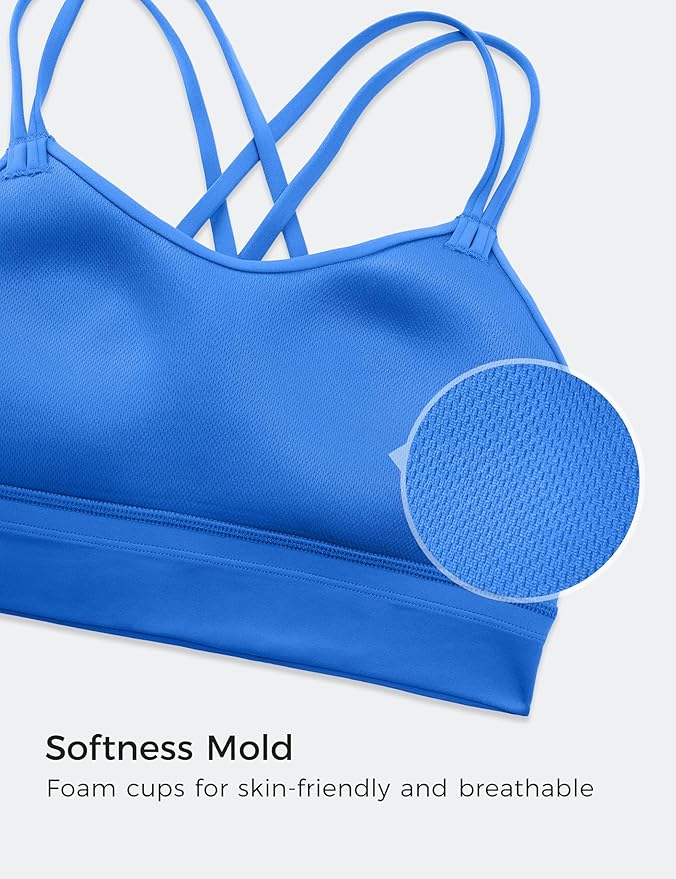 CRZ YOGA Softness Mold Butterluxe Strappy Longline Sports Bras for Women - Double Spaghetti Strap Workout Yoga Crop Top