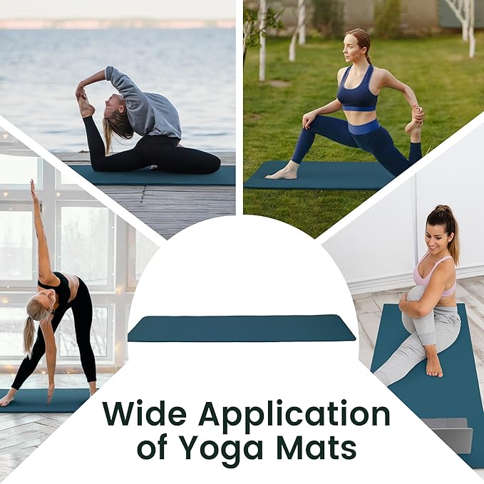 Fitvids Yoga Mat, 1/2-Inch Extra Thick High Density Exercise Mat, Anti-Tear Exercise Yoga Mat with Carrying Strap, Suitable for Various Yoga Exercises