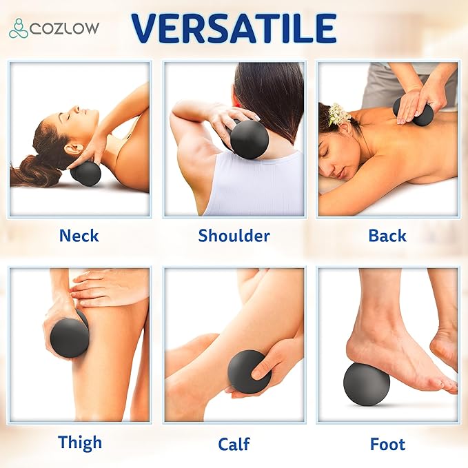 COZLOW Double Lacrosse Silicone Massage Ball - Black - Peanut Trigger Point Roller for Mobility, Deep Tissue Therapy, Myofascial Release - Acupressure Tool for Muscle Pain Relief