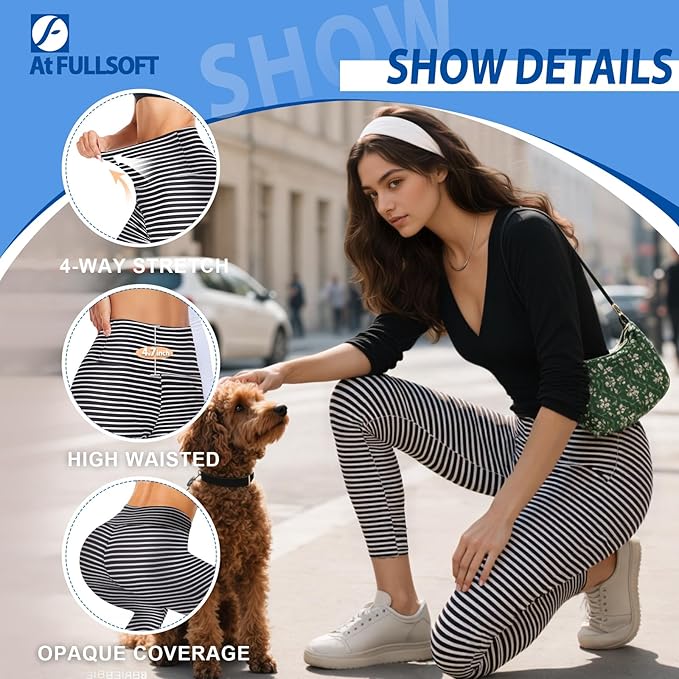 FULLSOFT Buttery Soft Leggings for Women - High Waisted Tummy Control No See Through Workout Yoga Cycling Tights Pants