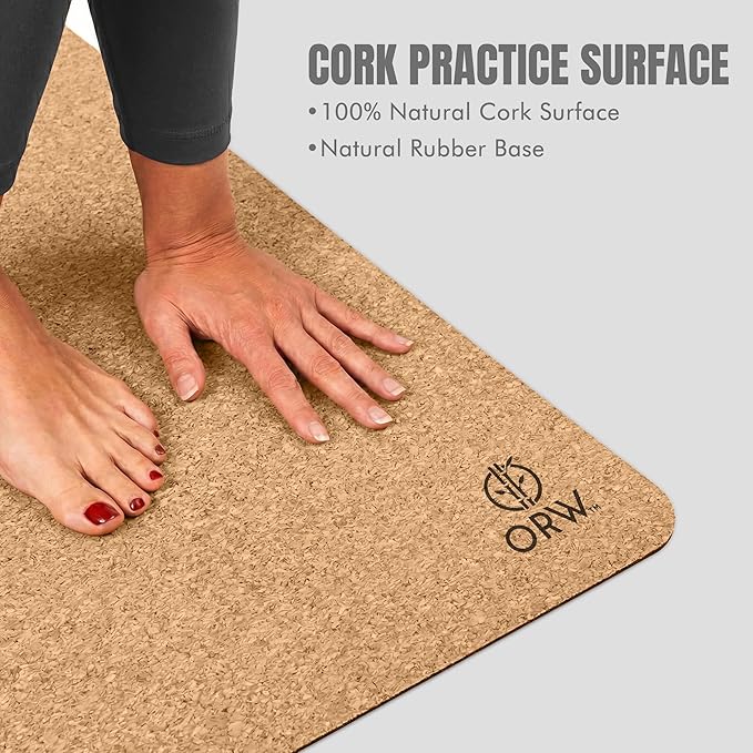 ORW Non Slip Hot Yoga Mat - Grip Surface & Natural Rubber Base, REACH Tested, Home & Studio Practice
