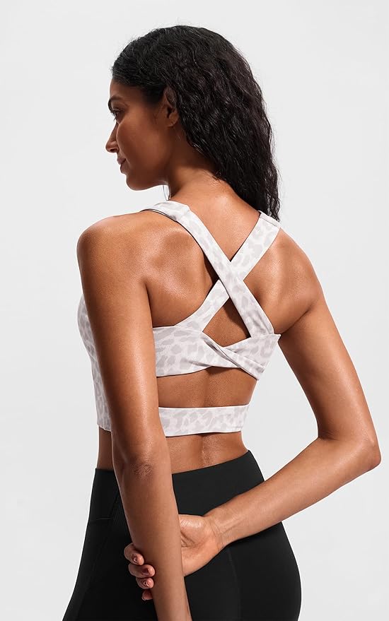 Sports Bras for Women Criss-Cross Back Padded Workout Tank Tops Medium Support Crop Tops for Women