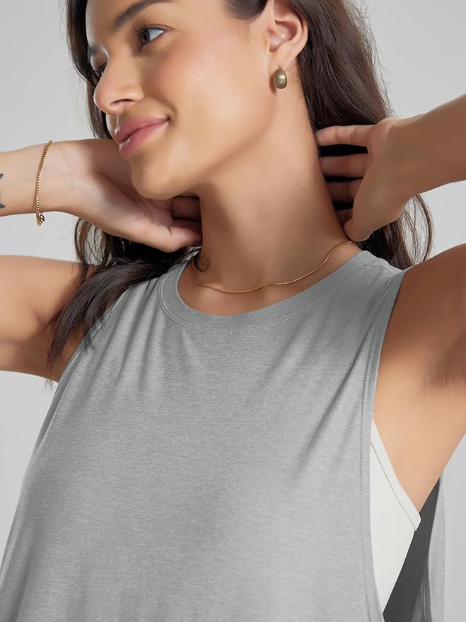 ODODOS 3-Pack Loose Tank Tops for Women Sleeveless Gym Athletic Workout Tops Yoga Shirts