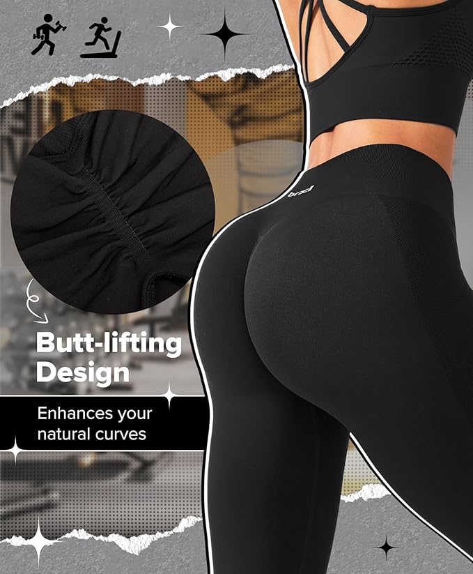 BRXL Butt Lifting Lycra No Front Seam Workout Leggings for Women Tummy Control High Waist Seamless Gym Running Leggings
