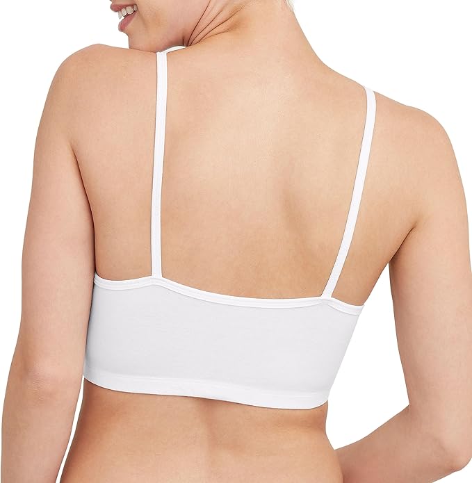 Hanes Women's String Bralette Pack, 3-Pack, Cotton Sports Bralette Bras for Women, Solid or Assorted Wireless Bras