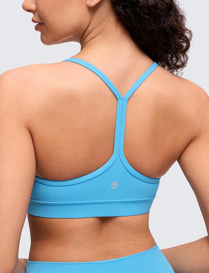 CRZ YOGA Butterluxe Y Back Sports Bras for Women - Padded Racerback Low Impact Spaghetti Thin Strap Workout Yoga Top