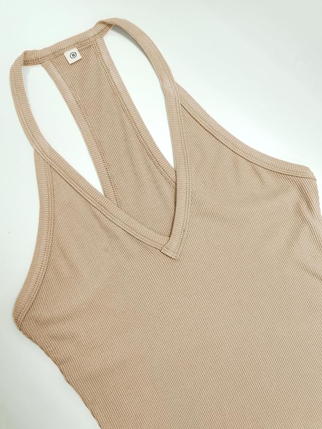 iGENJUN Workout Tops for Women Racerback Basic Tank Summer 2026 Camisole V Neck Slim Fit Ribbed Sleeveless