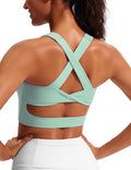 Sports Bras for Women Criss-Cross Back Padded Workout Tank Tops Medium Support Crop Tops for Women