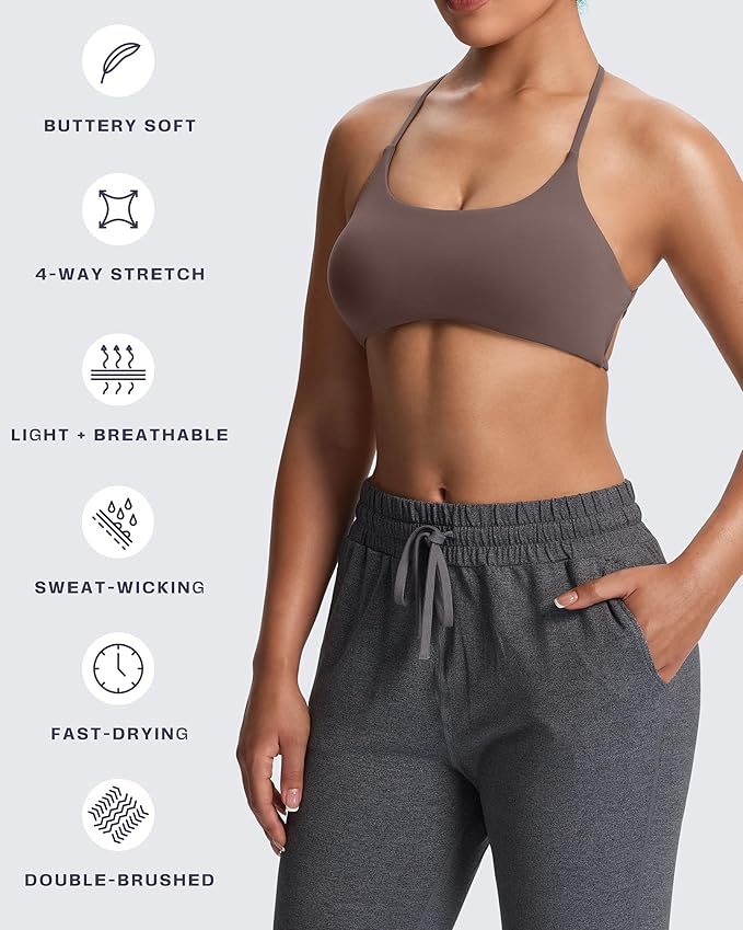Aoxjox Women's Workout Sports Bras Fitness Trinity Ivy Low Impact Bra Yoga Crop Tank