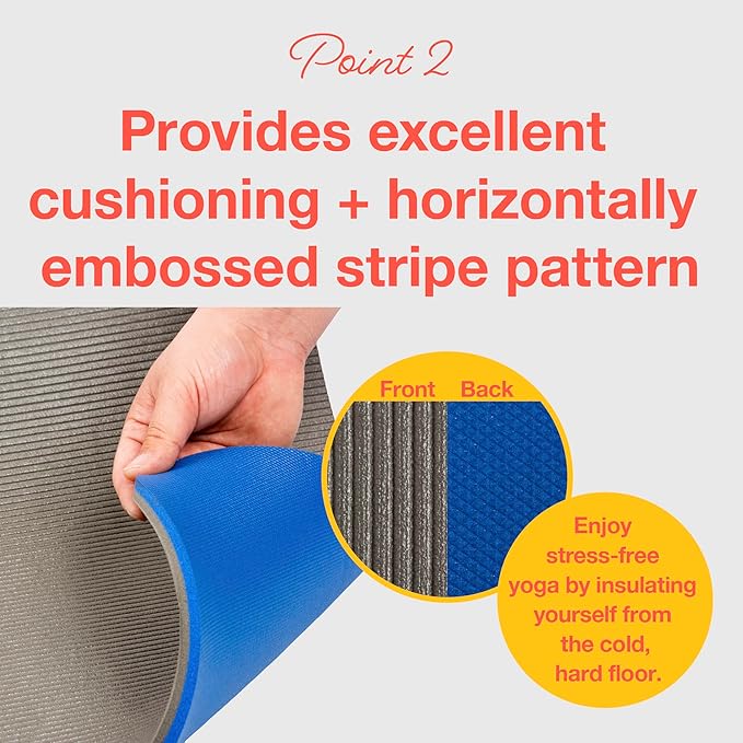 PRIMASOLE Yoga Mat Eco-Friendly Material 1/2 inch Non-Slip Yoga Pilates Fitness at Home & Gym 4 Colors with Carrying Case & Strap